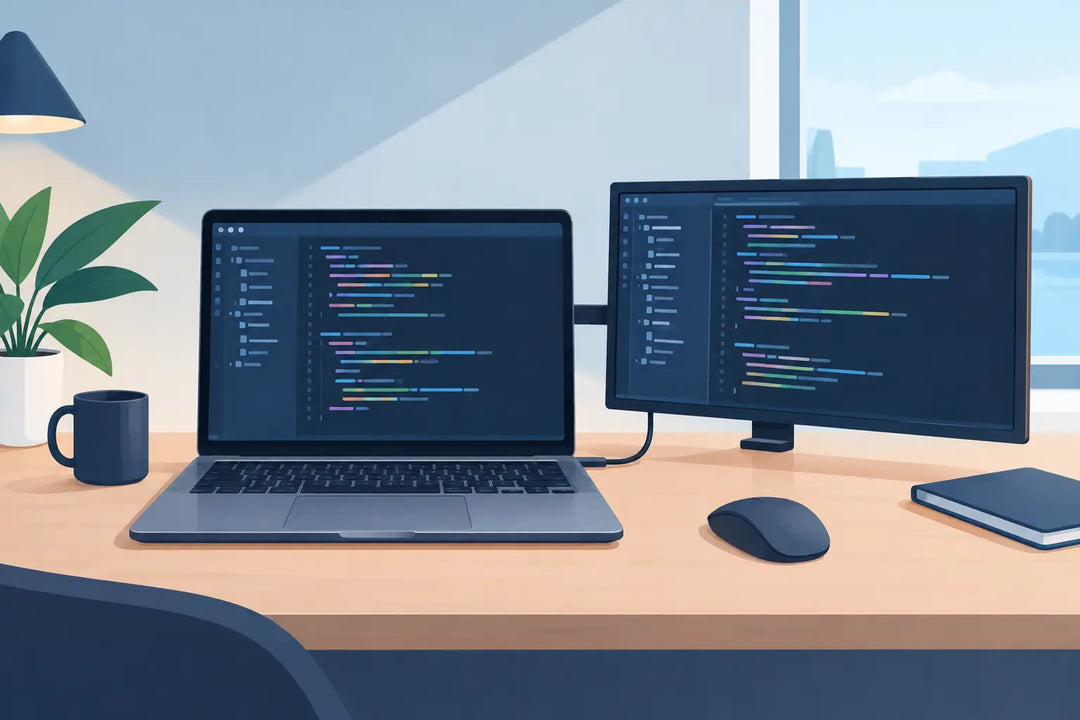 Ekstra skjerm for programmering på laptop