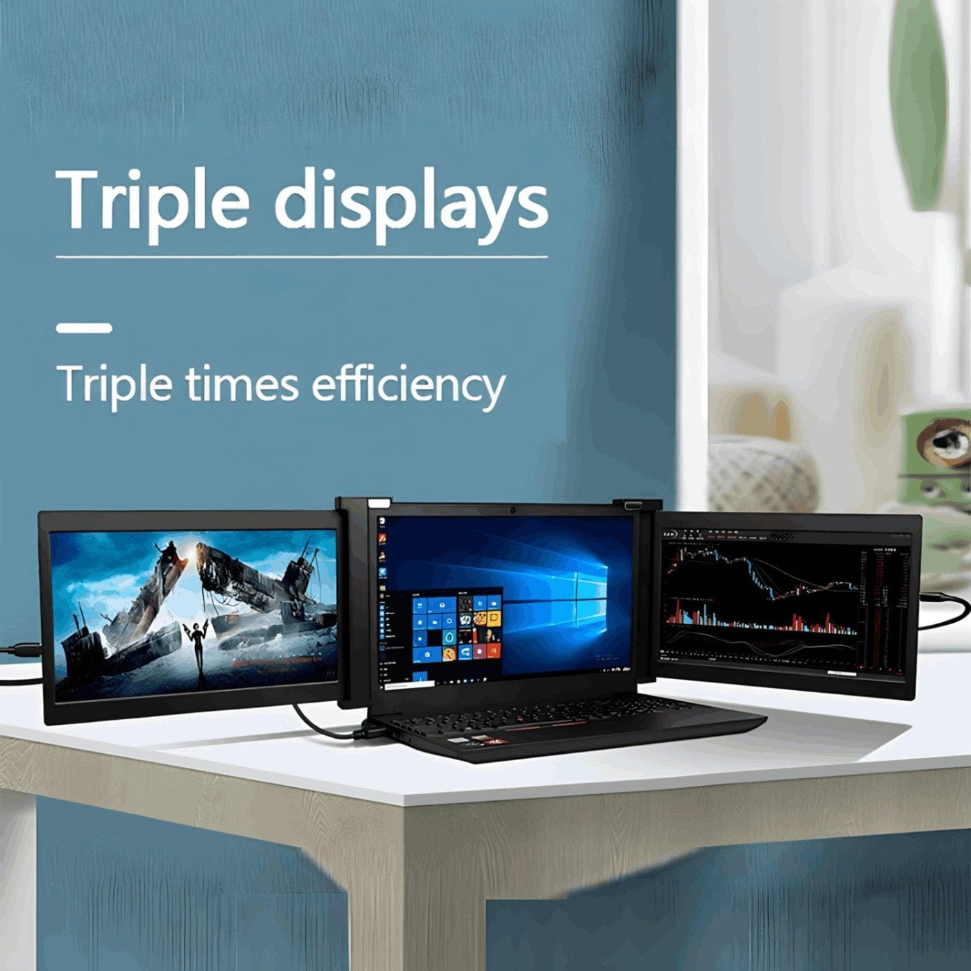 Computer With Tri Monitors 13.3