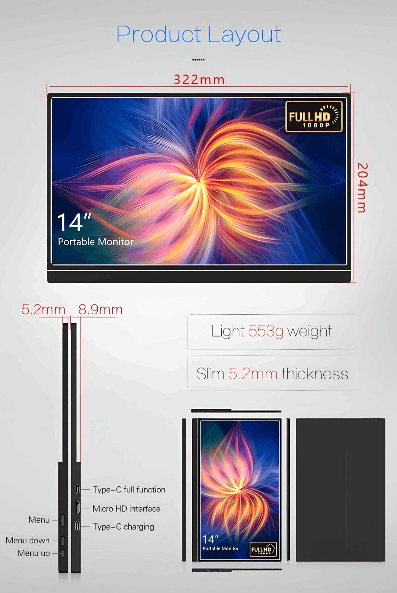 14'' Portable Monitor | Wholesale | HDR Display
