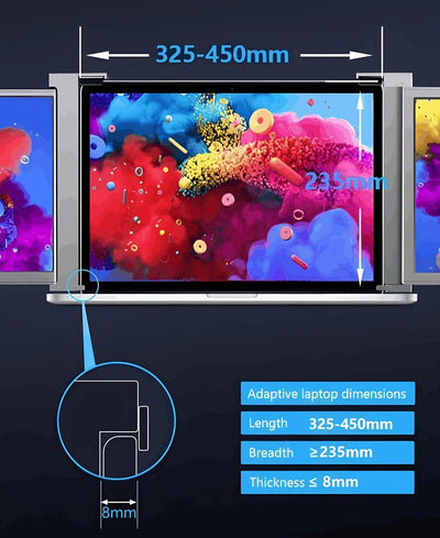 15'' Tri-Screen Monitor for Laptop - trio3tech