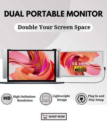 14" Portable Dual Monitor For Laptop - trio3tech