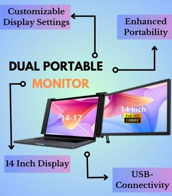 14" Portable Dual Monitor For Laptop - trio3tech
