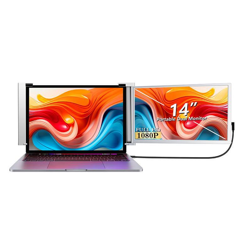14-inch portable dual monitor attached to a laptop